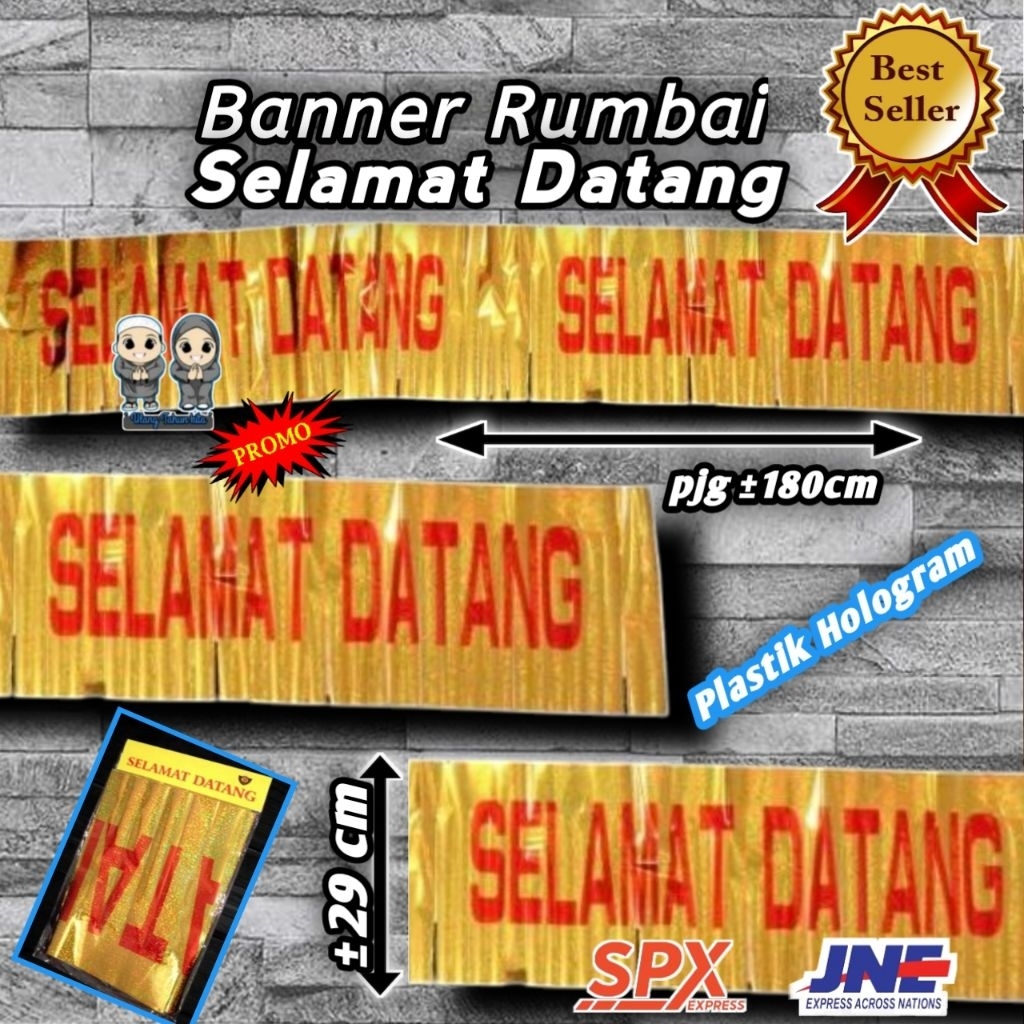 Bunting Flag Selamat Datang,Banner tulisan Selamat Datang Rumbai Hologram,Banner Selamat Datang