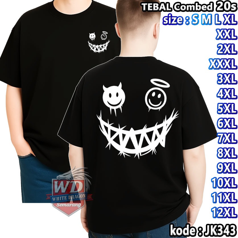 KAOS SMILE BIG SIZE KODE JK343 JUMBO 2XL 3XL 4XL 5XL 6XL 7XL 8XL 9XL 10XL 11XL 12XL