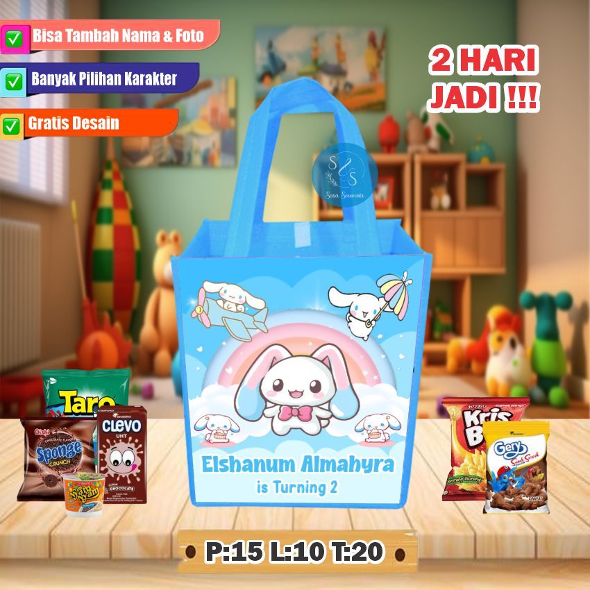 Tas Uang tahun Potrait Mini /Tas Ultah Custom /Tas Ultah Karakter/Tas Ultah tema unicorn/Tas Ultah t