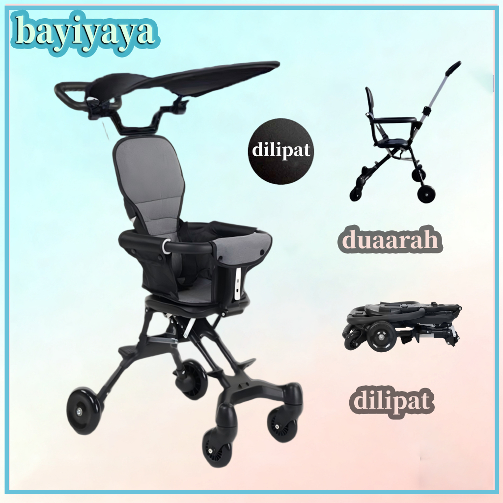 stroller bayi kursi perjalanan lipat kecil 2 arah/bayi stroller multifungsi
