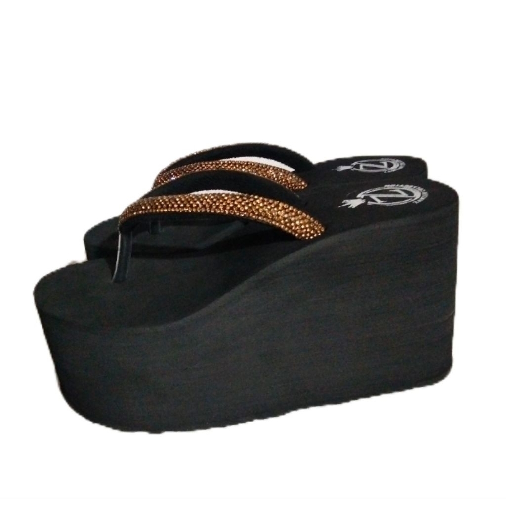 sandal wedges 10cm jepit import