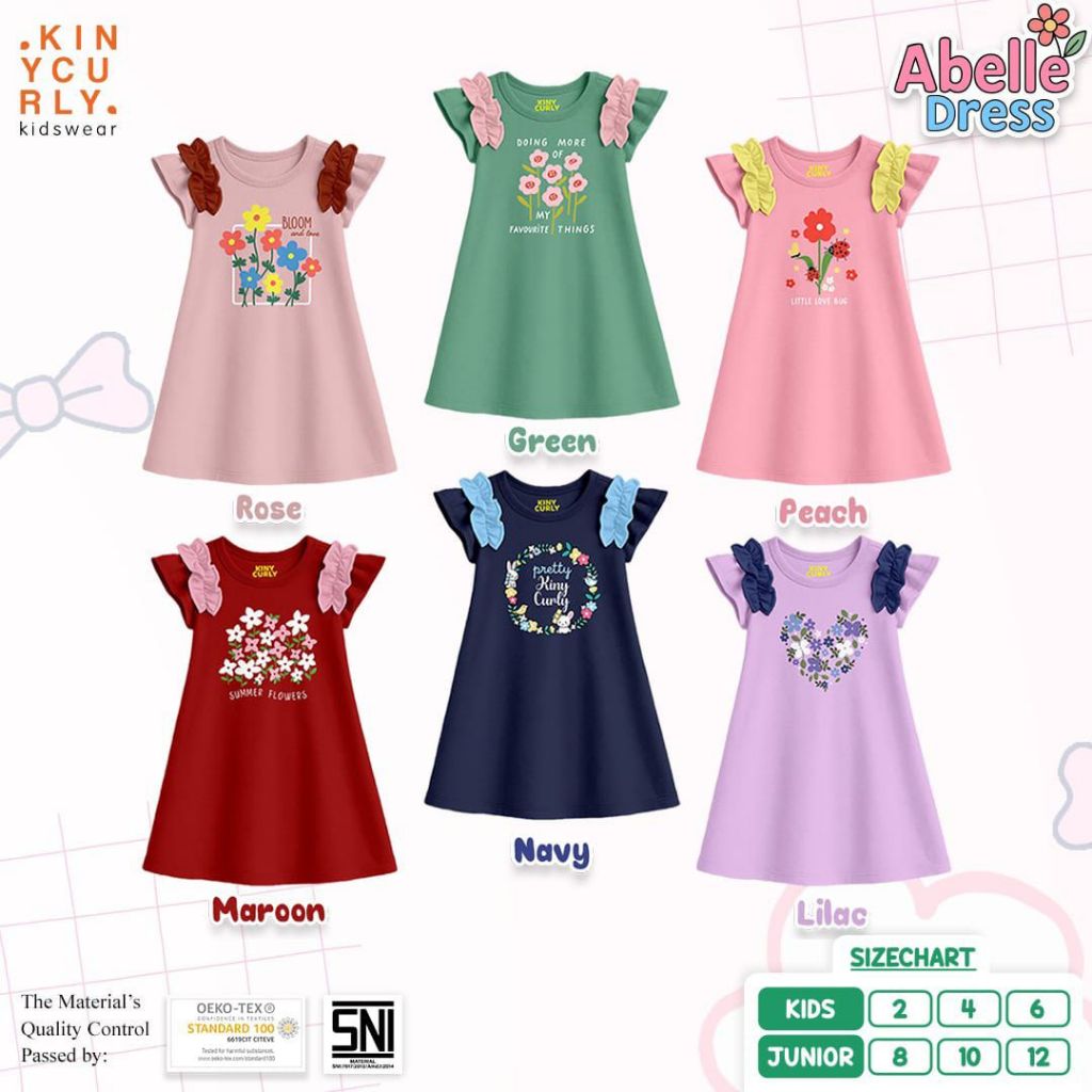 KINYCURLY - Abelle Dress | Dress Anak Perempuan Ruffle Motif Bunga
