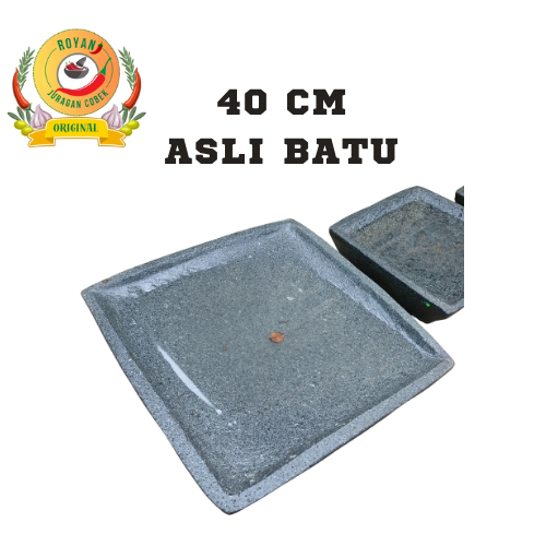 Cobek Batu Asli 40cm Free Ulekan Pengulek Cepat COBEK KMOTAK 40 CM BATU GUNUNG ASLI FREE ULEK BATU G
