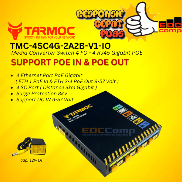 Tarmoc TMC-4SC4G-2A2B-V1-IO | Media Converter 4 FO 4 LAN / 4FO 4LAN 4SC 4LAN 4 SC 4 LAN Gigabit POE 