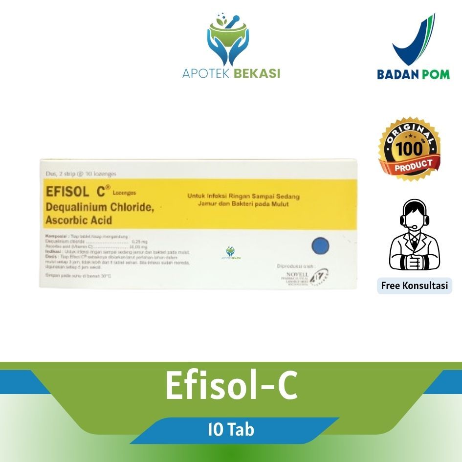 Efisol-C Obat Sariawan, Gusi Bengkak, dan Infeksi Rongga Mulut - 10 Tab