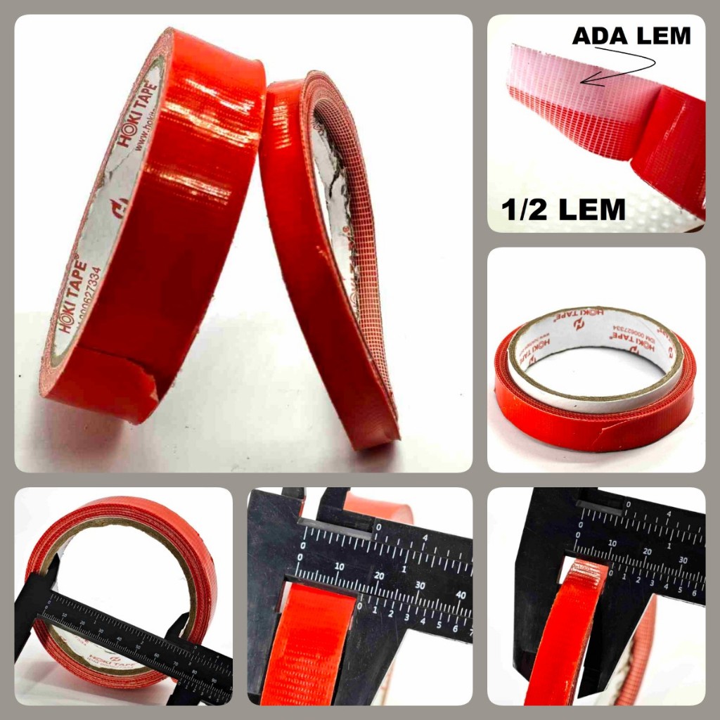(161D) (161E) SISA PABRIK LAKBAN KAIN MERAH ½ SETENGAH LEM 1 CM 1.5CM 2CM 2.5CM jilid kuat bisa di s