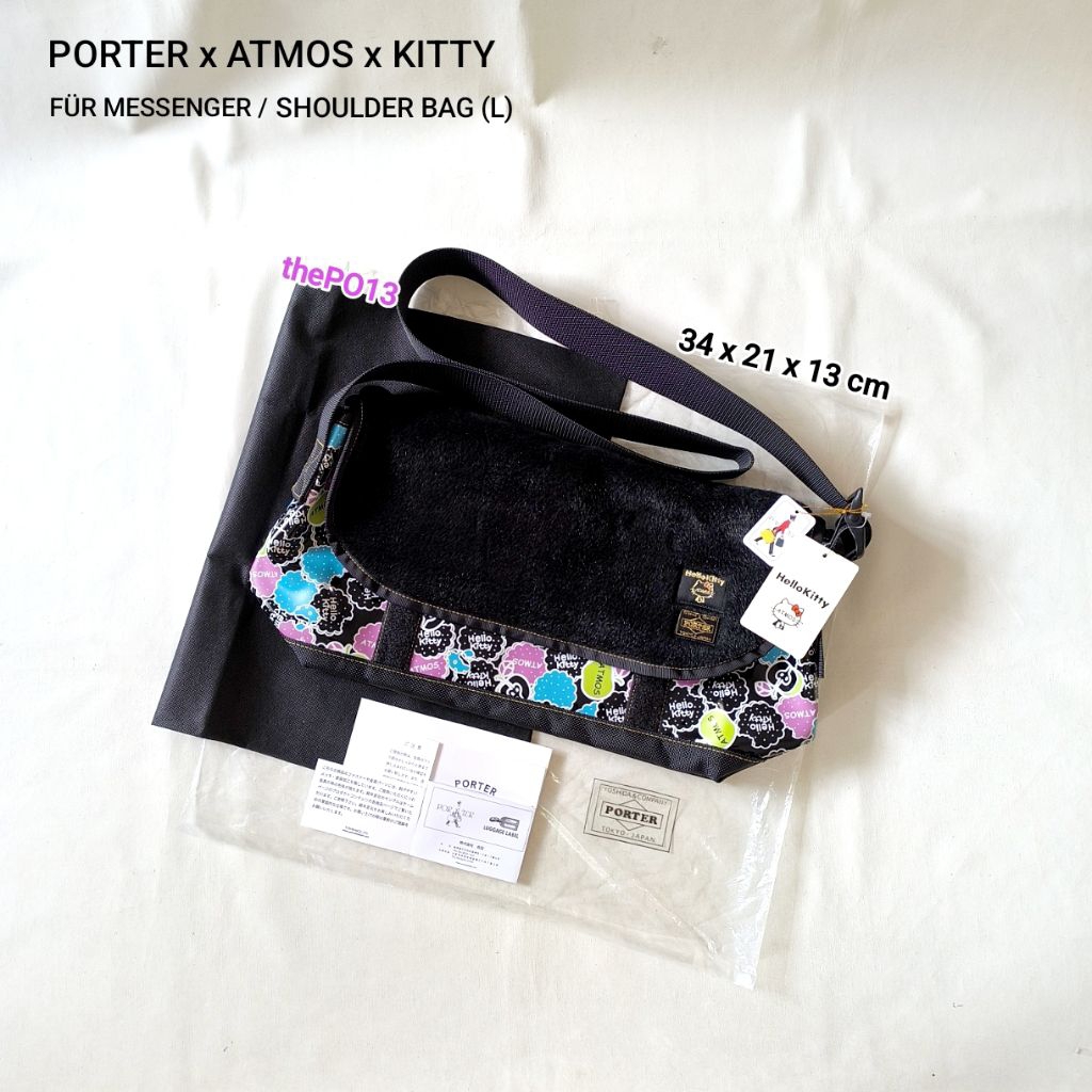 PORTER X ATMOS X HELLO KITTY LOGO MESSENGER / SHOULDER BAG AUTHENTIC 100% BNWT