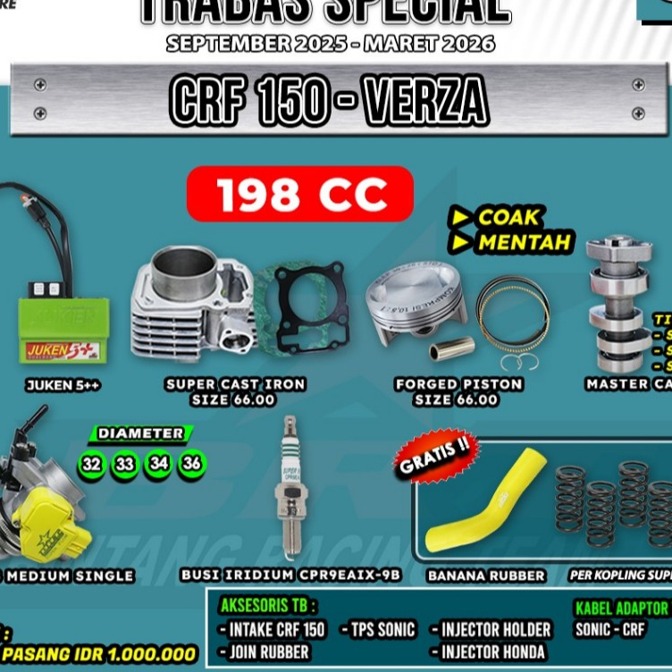 PAKET BRT CRF BORE UP