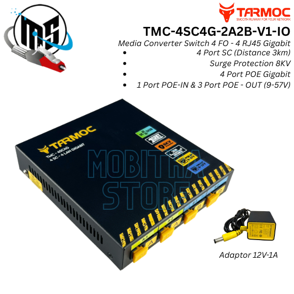 Tarmoc TMC-4SC4G-2A2B-V1-IO | Media Converter 4 FO 4 LAN / 4FO 4LAN 4SC 4LAN 4 SC 4 LAN Gigabit POE 