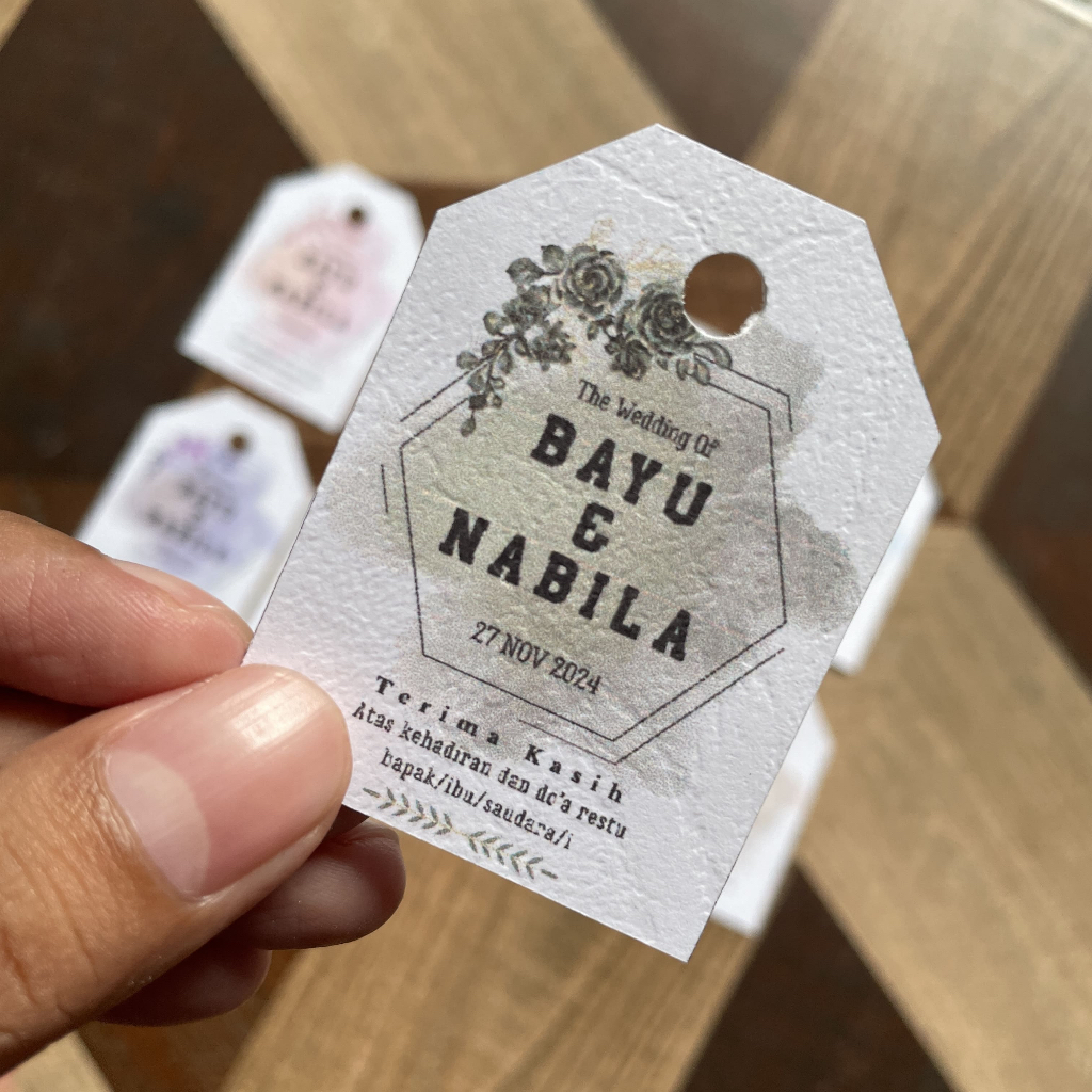 Hang Tag Souvenir - kartu ucapan - hang tag pernikahan - kartu ucapan pernikahan - label pernikahan