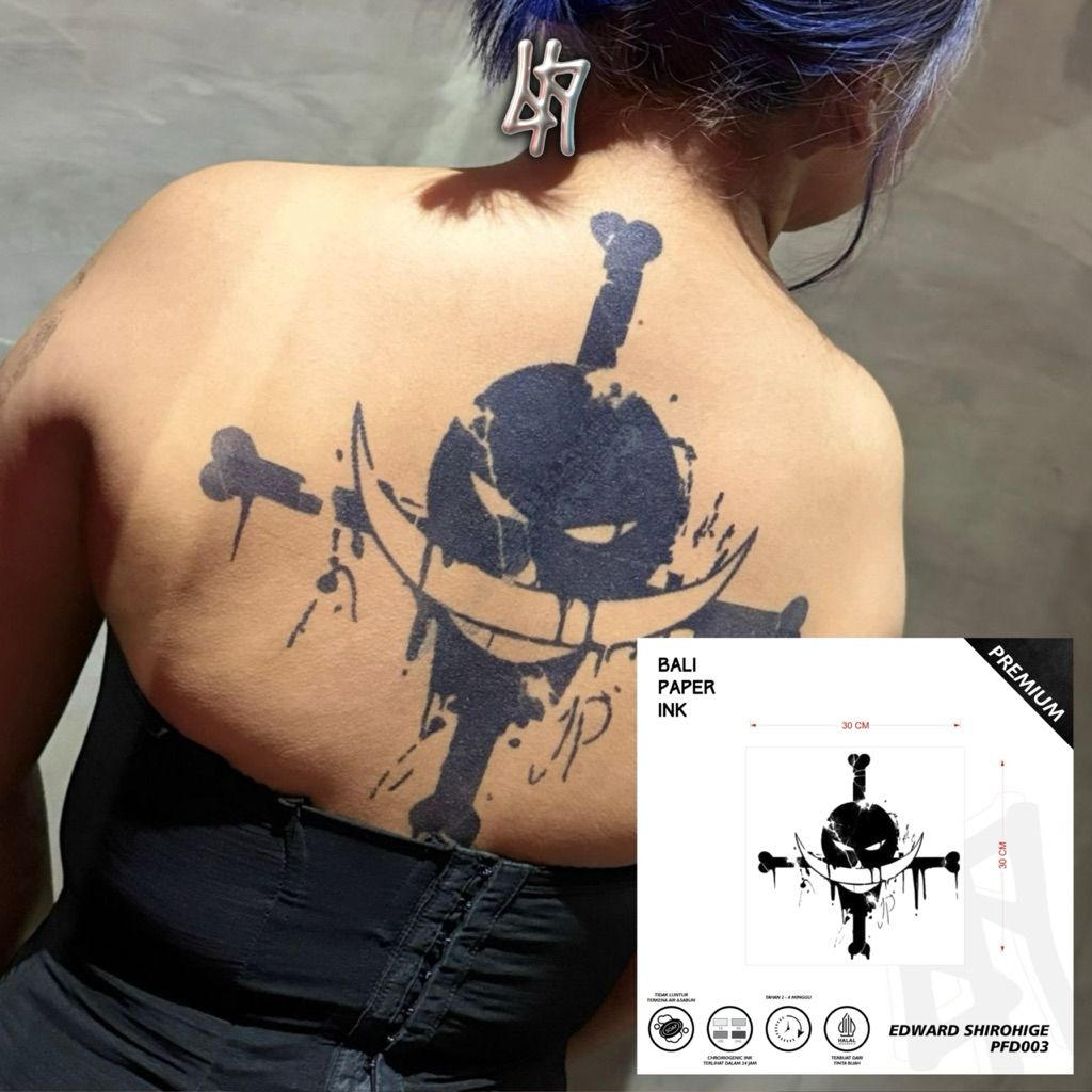 Bali Paper Ink PFD003 One Piece Shirohige Fruit Ink Tatto Temporary Premium Tato Temporer Full Dada 