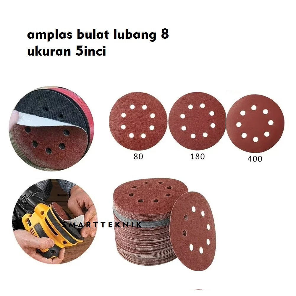 MATA AMPLAS BULAT 5 INCH BOLONG ALL GRIT 60-400