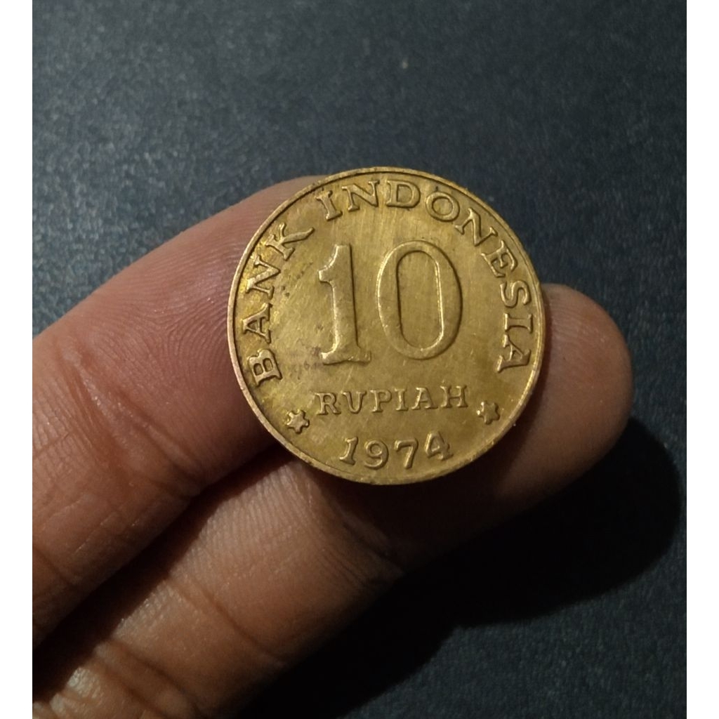 Koin Lawas Indonesia 10 Rupiah Tabanas Kuning Thn 1974