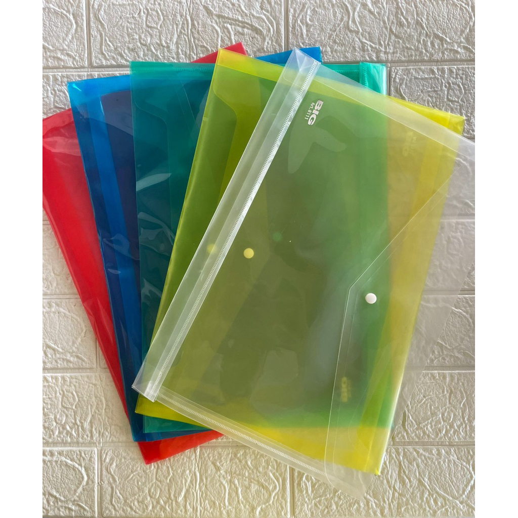 BIC Tas Plastik Transparan dengan 5 Warna - Biru, Hijau, Merah, Kuning, dan Biru Tua untuk Organisas