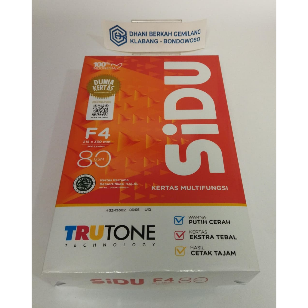 SIDU KERTAS HVS F4 FOLIO 80GRAM 1 RIM