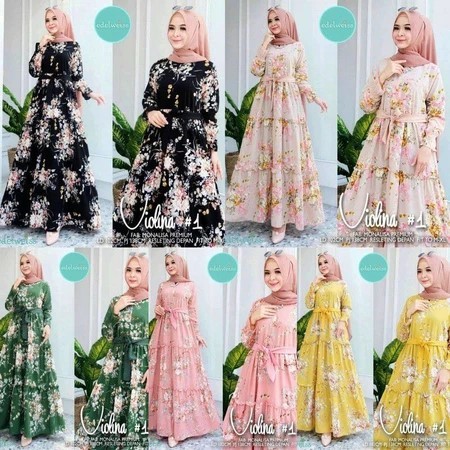 GAMIS KATUN BUNGA SAKURA MODEL TIGA DARA TERBARU