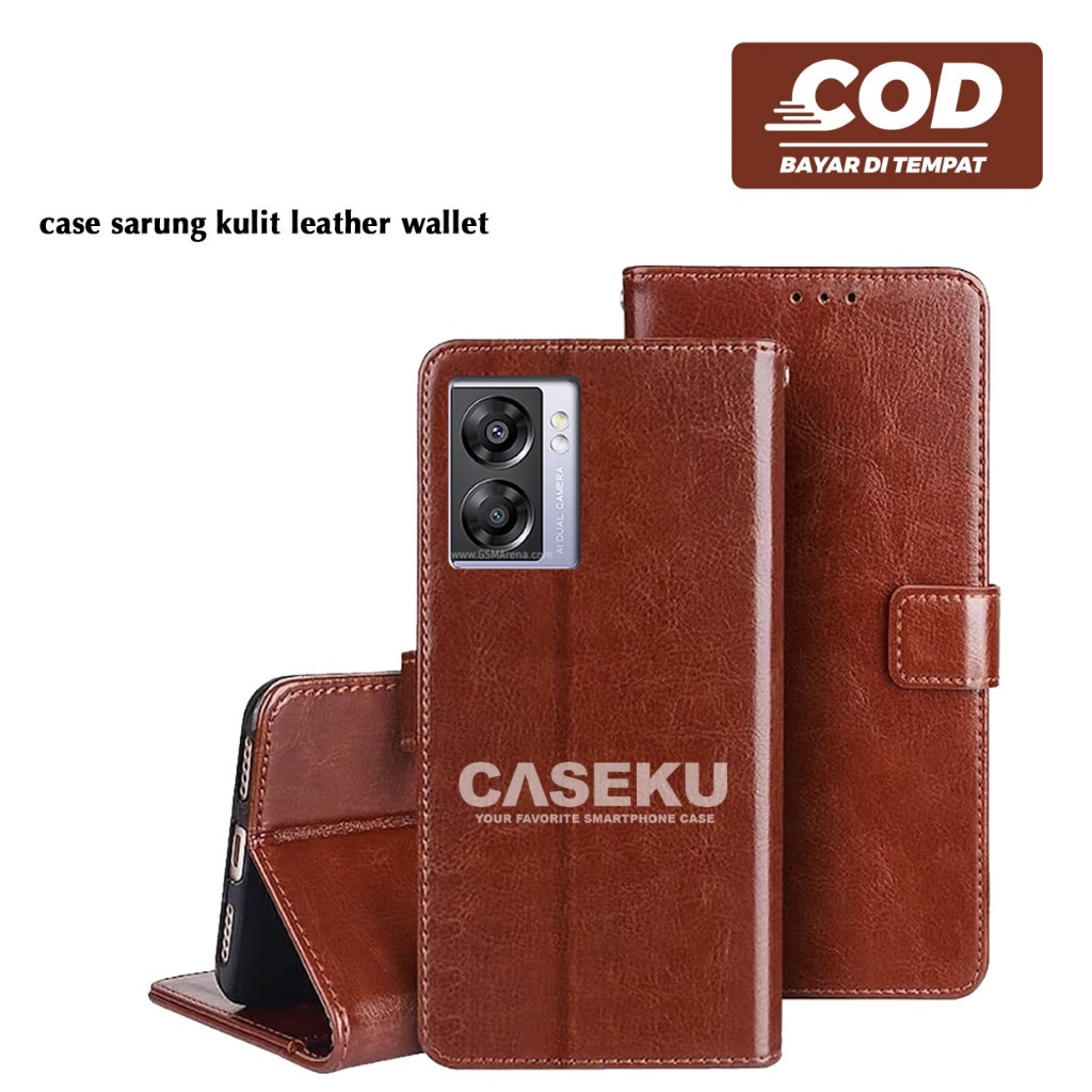 Case Sarung buku bahan Kulit Case Flip Leather Flip Wallet Case Realme Narzo 50 5G Realme Narzo 50i 