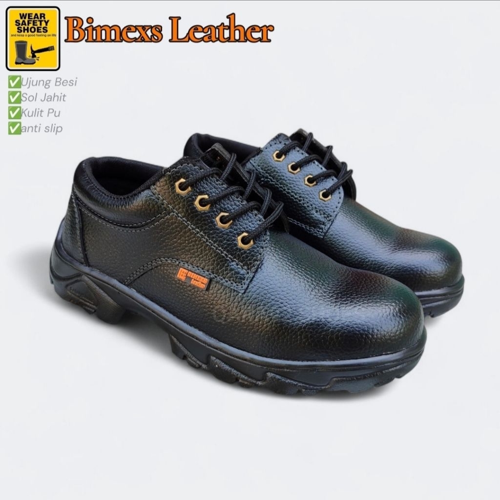BIMEXS Leather - Sepatu Safety Tali Pendek - Sepatu Kerja Lapangan - Sepatu septi