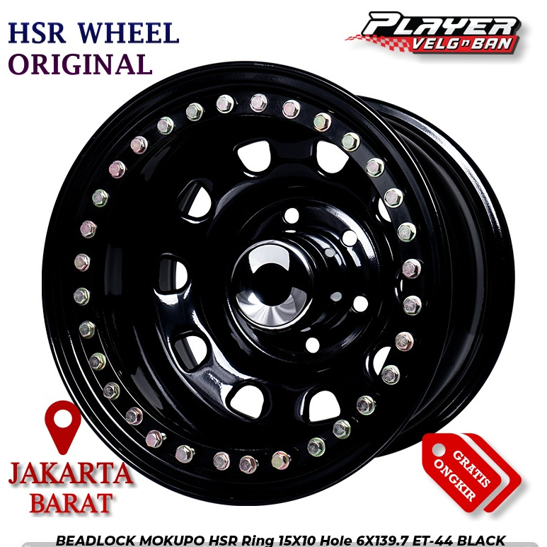 Velg Daytona HSR Beadlock R15 Black For Hilux Prado PELEK HSR BEADLOCK MOKUPO R15 L10 H6X139,7 ET-44
