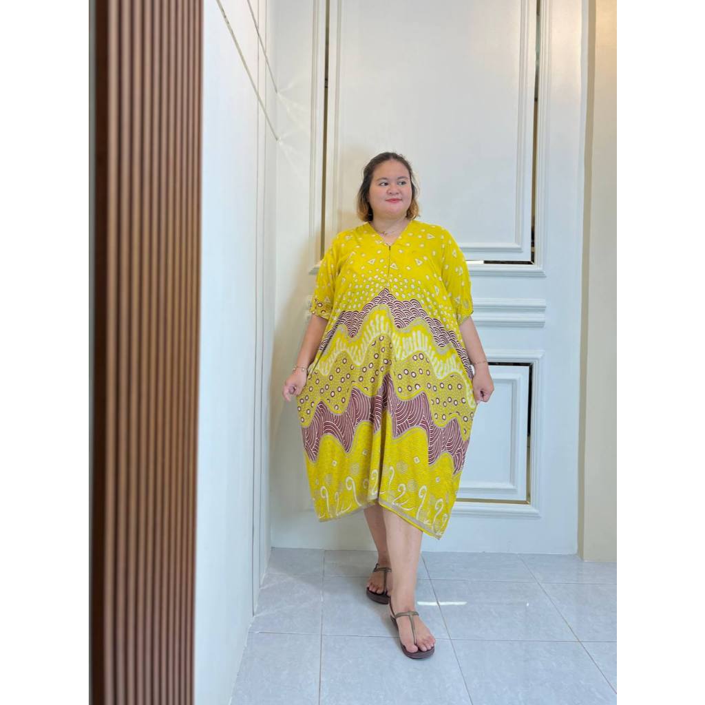 Daster Jumbo Wanita Maharani Ld140cm Pb115cm Rayon Premium Resleting Depan Busui Bumil Dress Nyaman 