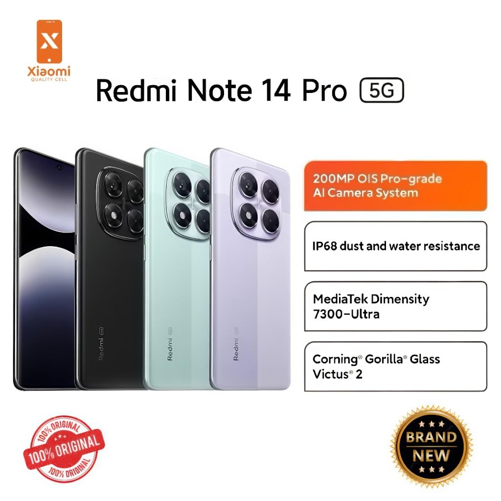 Xiaomi Redmi Note 14 Pro 5G Ram [8/256] GB Baru 100% Original