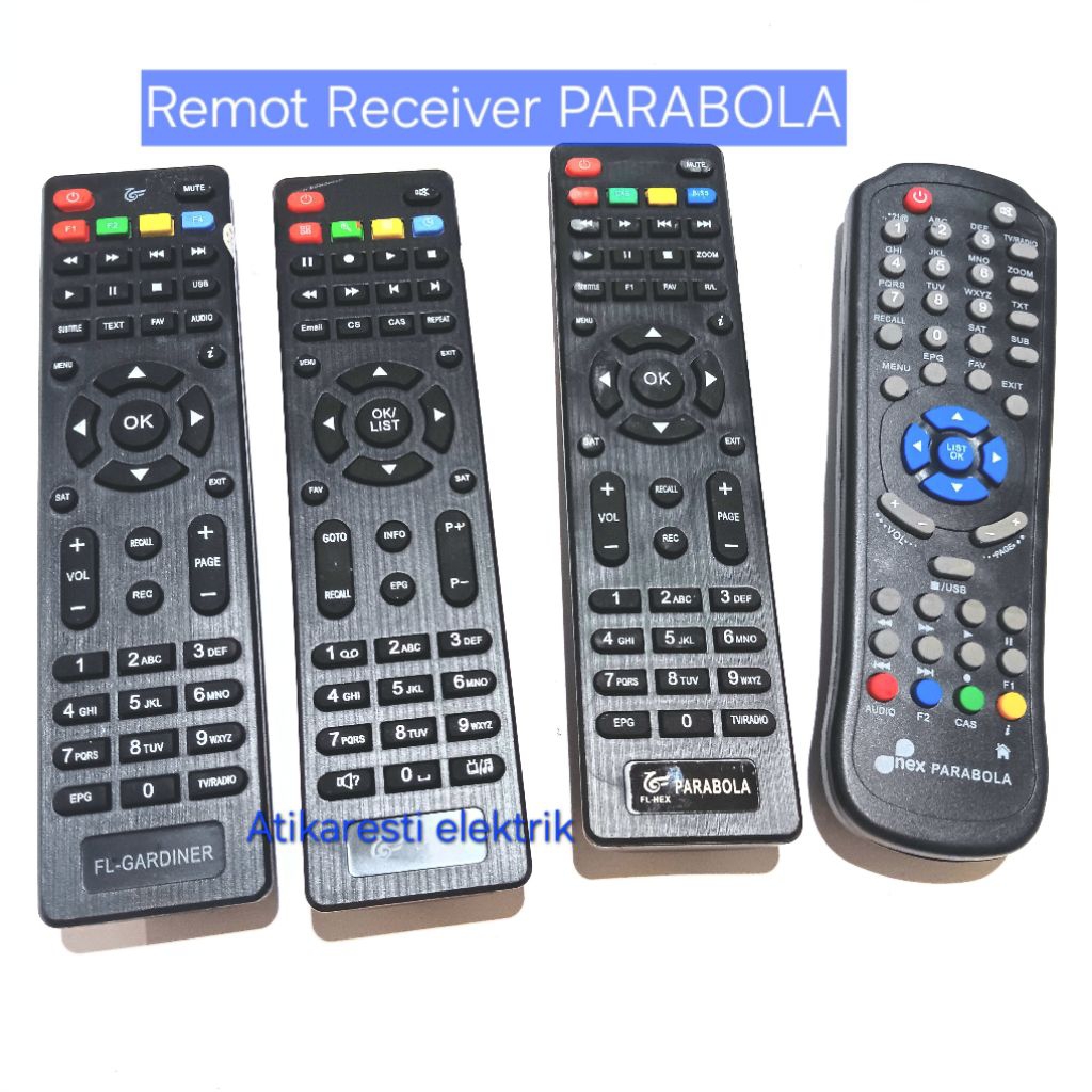 Remot Receiver Parabola berbagai type K Vision Bromo GOL Gardiner Nex LGSAT dll