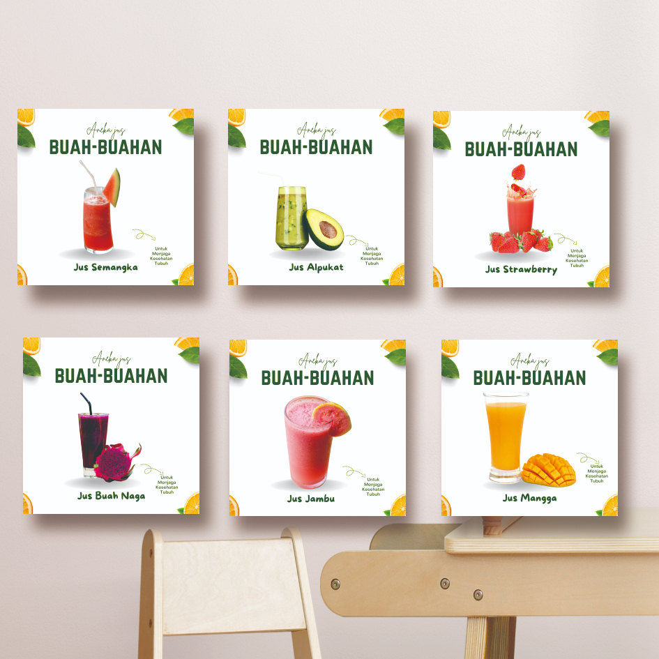 Hiasan Dinding aneka jus buah hiasan warung jus Hiasan tembok Jus ukuran 20x20