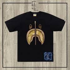 Bape Yellow Gold Camo Shark Tee Black Original