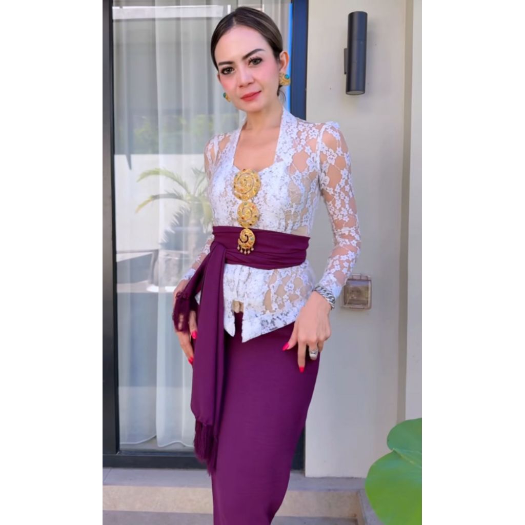 Kebaya tulle sakura V2/kebaya lengan panjang/kebaya putih/kebaya bali/kebaya motif unik/kebaya bali 
