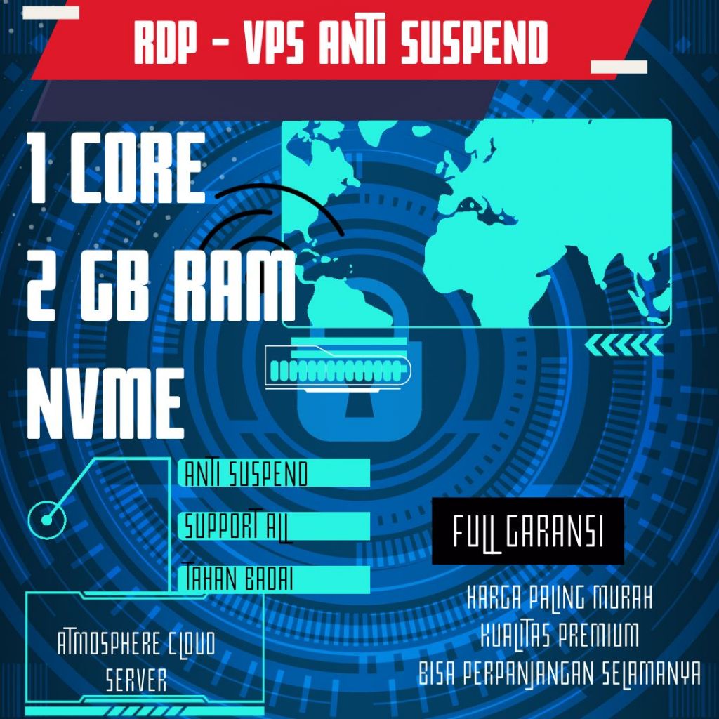 RDP / VPS Ram 2GB 1 Core / 1 Vcpu Ram 2 GB Bulanan Mingguan Harian Tahunan Murah Windows / Linux Ful