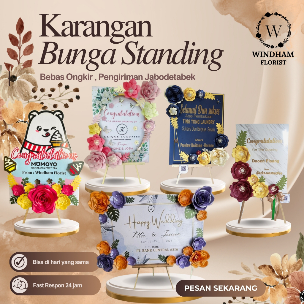 Karangan Bunga Papan Paper Flower Standing Digital Indoor Congrtatulations Birthday Tangerang