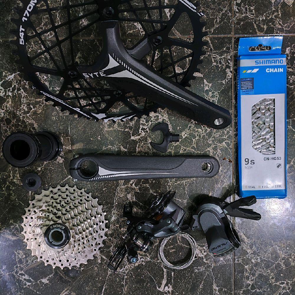 Groupset Shimano 7 8 9 Speed Alivio M4000 Altus M310 M370 Cassette with Crankset HT ll Single Speed 