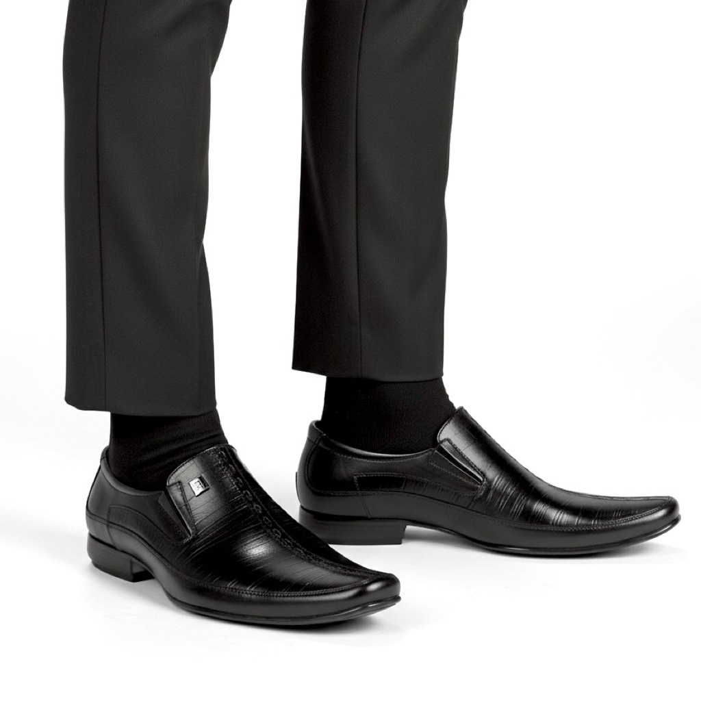 Marelli Sepatu Formal Pria Kulit Pantofel Kantor Black - LV 002