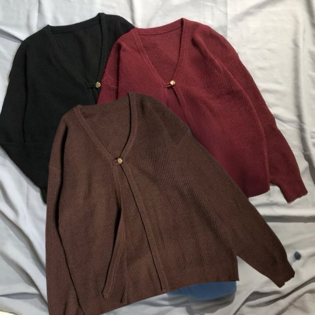MANJA CROP CARDIGAN RAJUT KNITEWEAR ATASAN WANITA KOREAN
