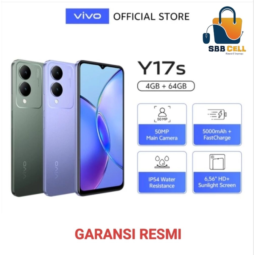 HP VIVO Y17S 4/64GB - VIVO Y17 S RAM 4GB 64GB GARANSI RESMI