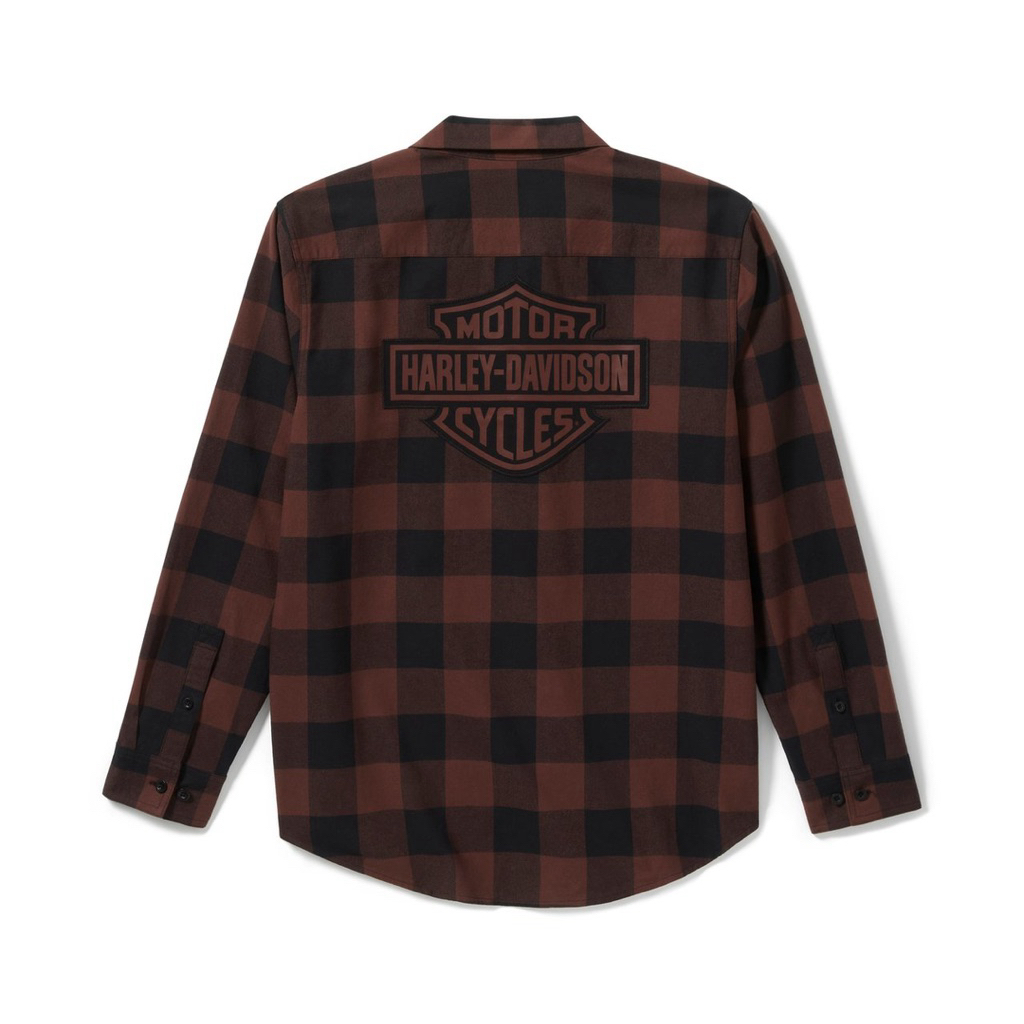 Kemeja Flanel Kotak-kotak Buffalo Bar & Shield Pria - Kotak-kotak Harley-Davidson Genuine USA 96733-