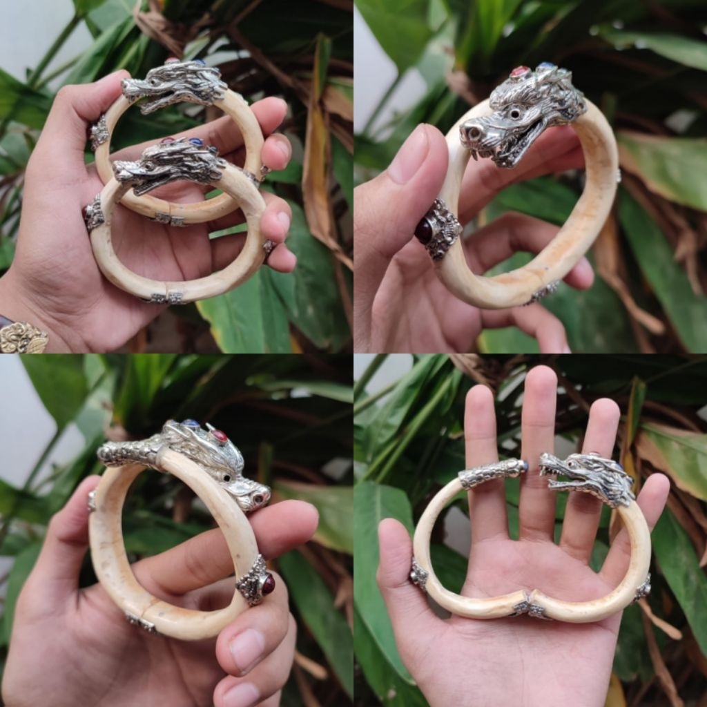 Gelang Akar Bahar Putih Variasi Alpaca Naga Original / Akar Bahar Asli