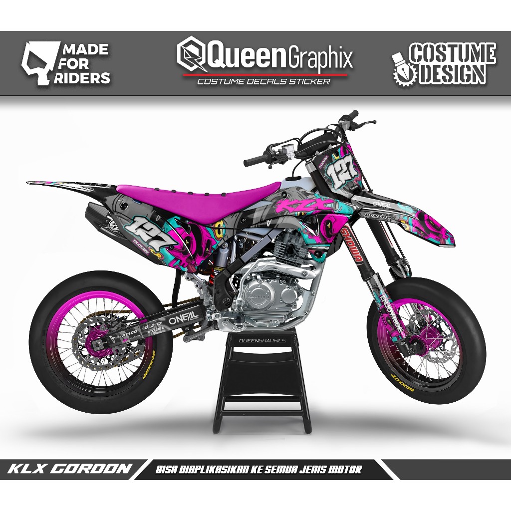 DECAL KLX GORDON GTX KLX GORDON BISA CUSTOM DESAIGN NAMA, NONOR, SPONSOR, WARNA (66)