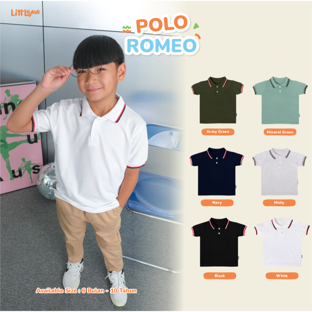 Little Me - Kaos Kerah Anak Laki Laki /Kaos Polo Romeo Anak Laki Laki usia 6 bulan - 10 Tahun
