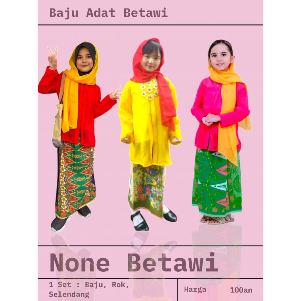 Baju None Adat Betawi Anak TK SD SMP // Kebaya None Anak // Baju Betawi None