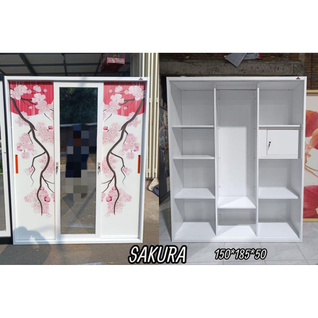 Lemari Besi 3 Pintu Sleding