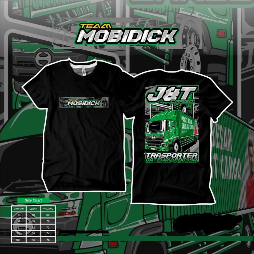 t-shirt truk J&T CARGO | PRIA-WANITA | free stiker"CATTON 24s"terlaris