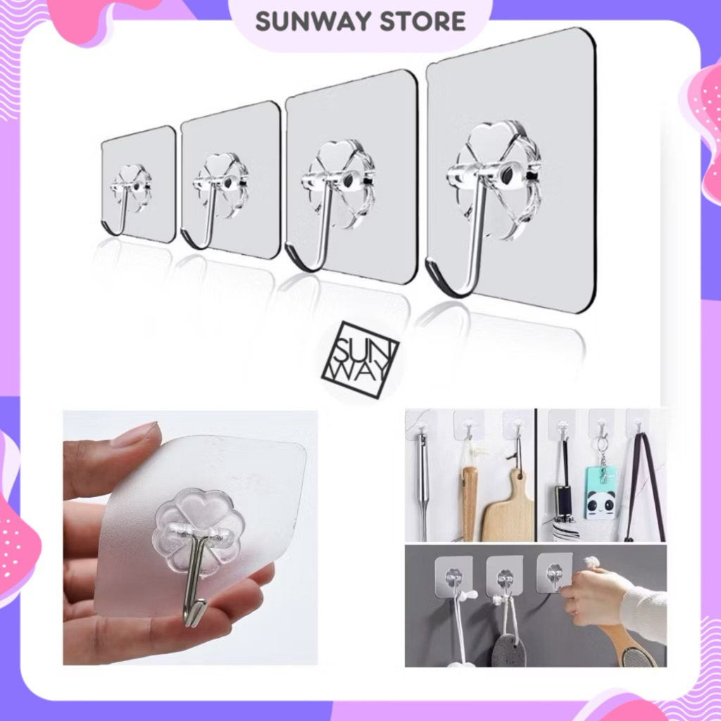Gantungan Hook Transparan / Tempelan Dinding / Tempelan Hook Ajaib / Gantungan Tempel Dinding