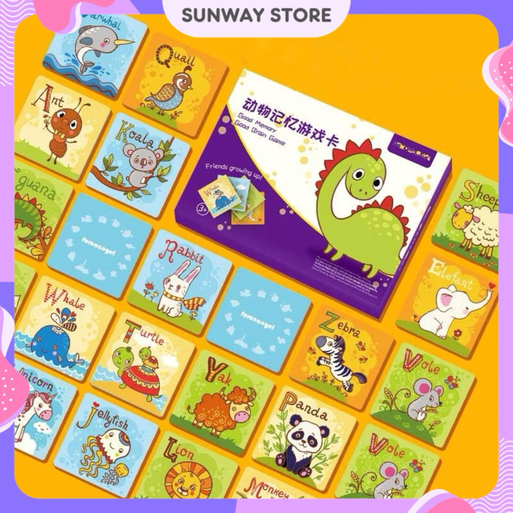 PUZZLE CARD MEMORY BRAIN DINO GAME / MAINAN DAYA INGAT / MAINAN EDUKASI ANAK / MEMORY GAME