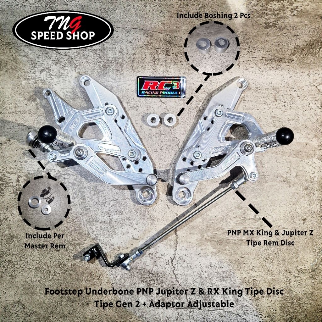FOOTSTEP FOOT STEP UB UNDERBONE RC3 RACING JUPITER Z RX KING RXKING TIPE REM DISC DISK + ADAPTOR GEN