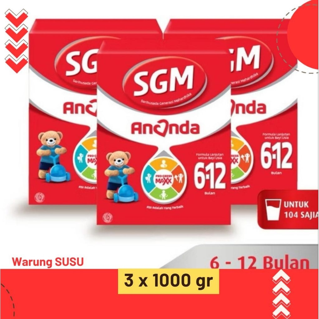 SGM ANANDA 6-12 BULAN 3 X 1000GR SUSU FORMULA BAYI BUBUK EXP 2027 LANGSUNG KIRIM PACKING AMAN PAKAI 