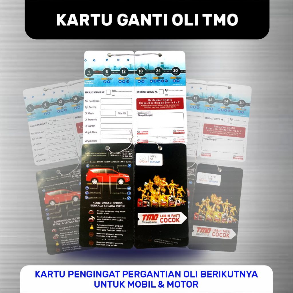 KARTU GANTI OLI TMO || Kartu Pengingat Pergantian oli Berikutnya Untuk Mobil & Motor