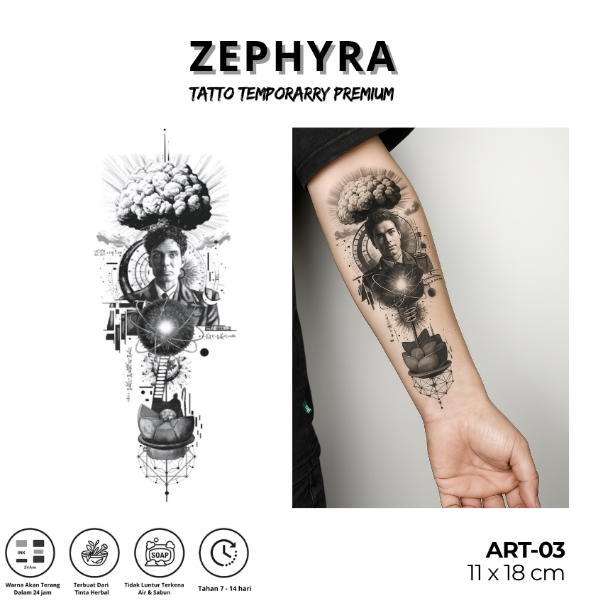 Tattoo Temporer Artistik Modern – Tato Sementara Premium Tinta Buah Herbal Aman dan Tahan Lama