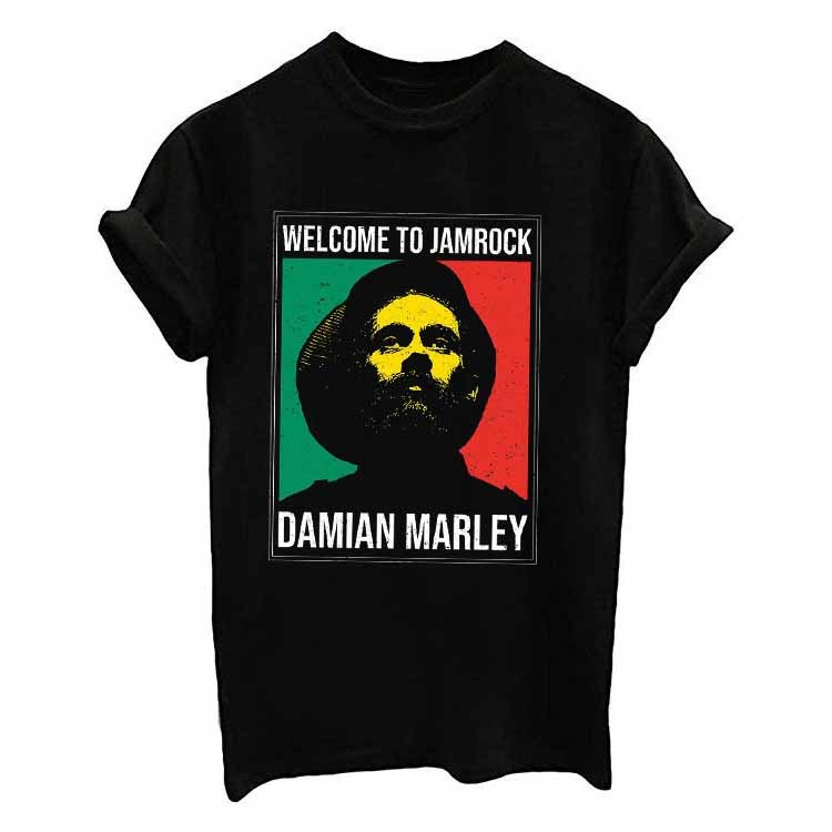 NEW READY STOCK || Kaos Damian Marley Welcome to Jamrock Tshirt Hitam Bahan Katun Kombed 30s || Size