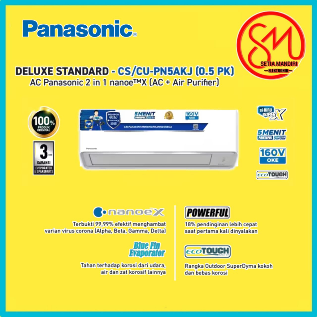 AC PANASONIC 0.5PK CS/CU-PN5AKJ AC 1/2PK Spilt Standard & Purifier - Low Voltage + Nanoe-X 0.5 PK